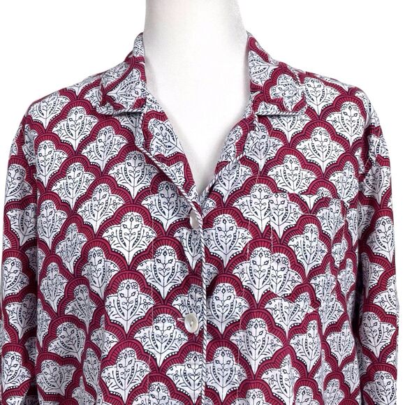 ROLLER RABBIT Women Button-Down Jemina Pajama Top Size Medium Long Sleeve Red - Picture 6 of 16